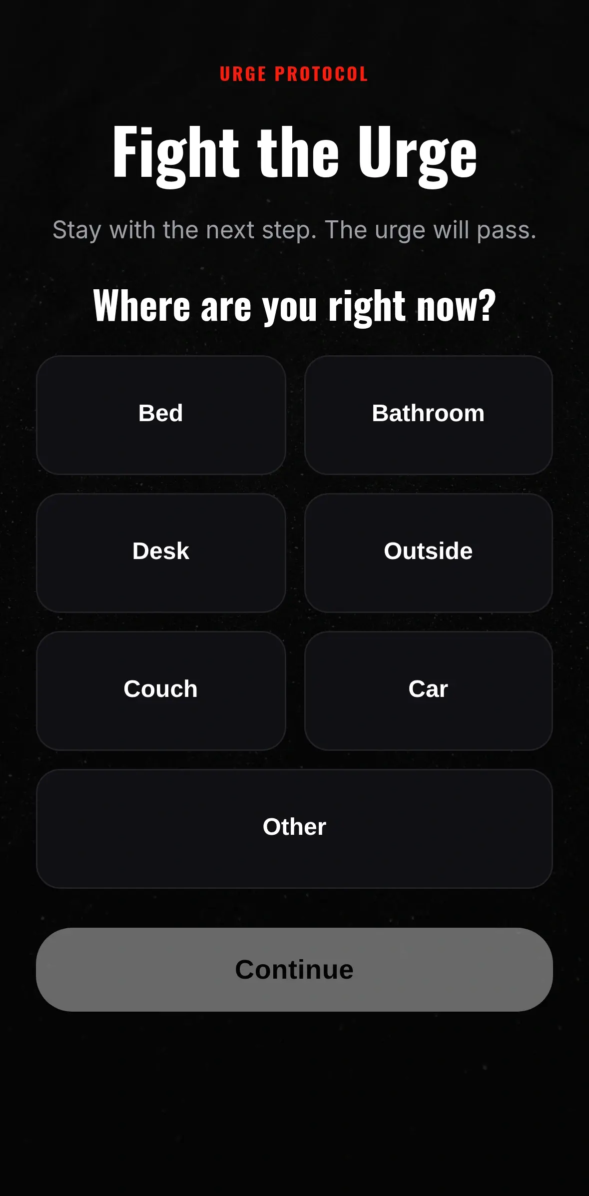 SEVER urge protocol: where are you right now?